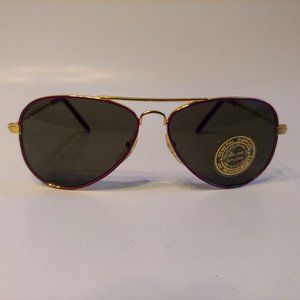 (NWT) Vintage 90's Kids Aviator Metal Sports Sunglasses (Gold/Purple)